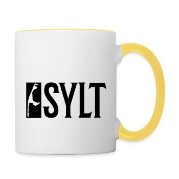 Sylt Urlaub - Tasse zweifarbig - Weiß/Gelb - Rechts
