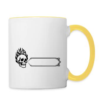 Skull - Surname, first name - Contrasting Mug - white/yellow - Right