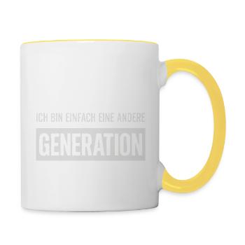 Je suis juste une génération différente - Mug contrasté - blanc/jaune - Droite