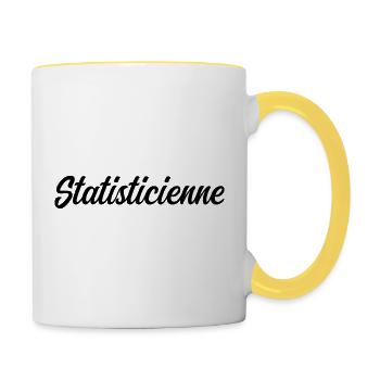 Statisticienne Analyse Données Mathématiques Pro - Mug contrasté - blanc/jaune - Droite