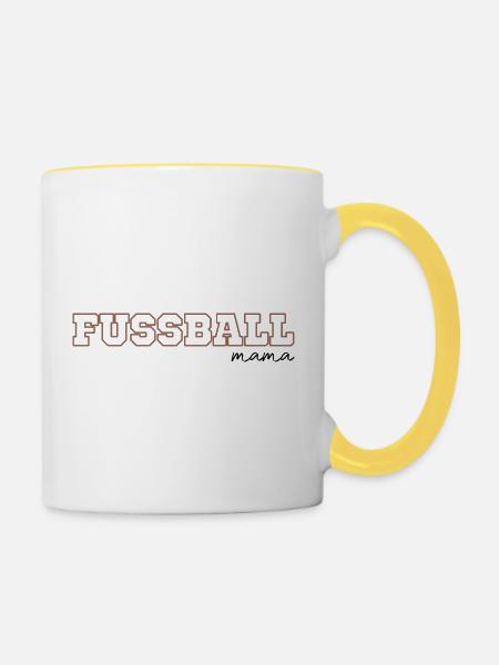 Fussball mama - Tasse zweifarbig - Weiß/Gelb