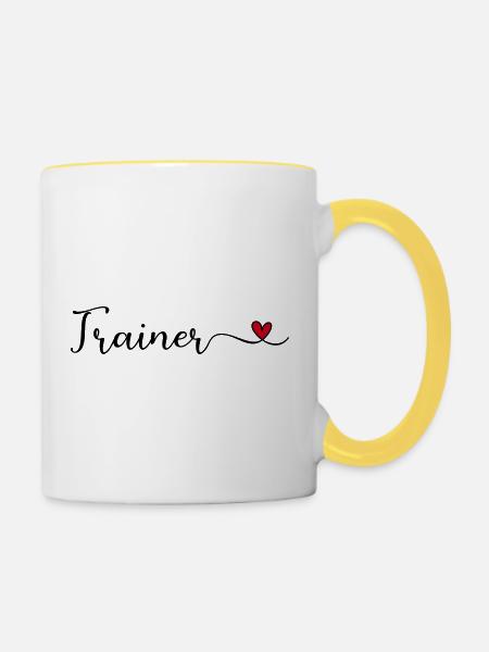 Trainer - Tasse zweifarbig - Weiß/Gelb