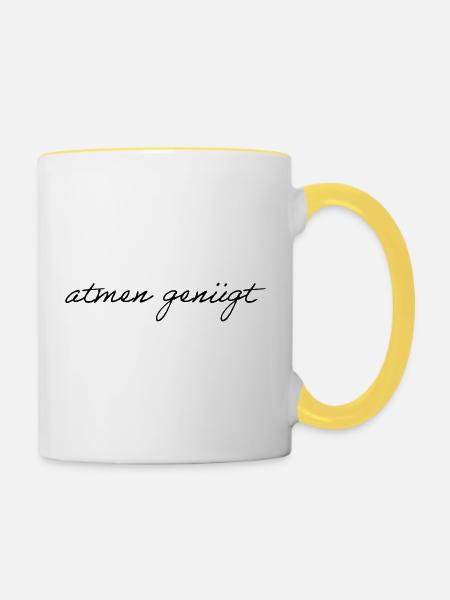 atmen genügt - Tasse zweifarbig - Weiß/Gelb