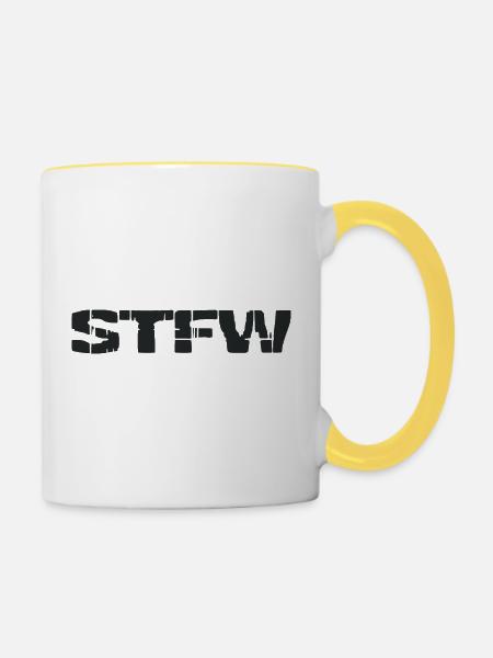 STFW - Search the fucking web - Tasse zweifarbig - Weiß/Gelb