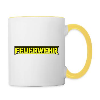 Feuerwerk Neon Schriftzug - Tasse zweifarbig - Weiß/Gelb - Rechts