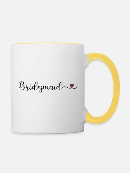 Brautjungfer - Tasse zweifarbig - Weiß/Gelb