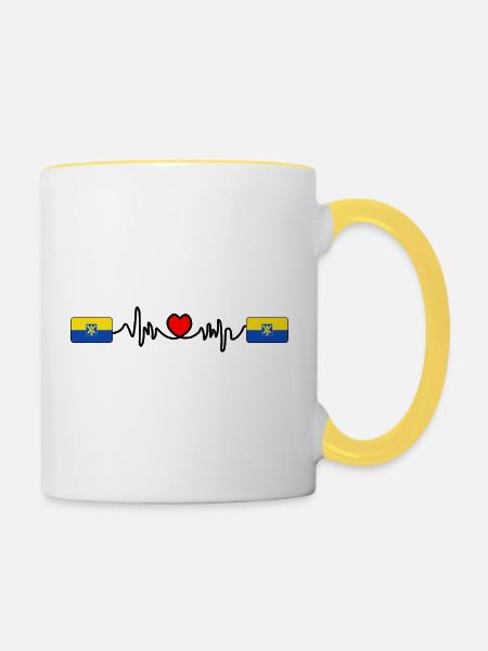 Zandvoort Herzschlag - Tasse zweifarbig - Weiß/Gelb
