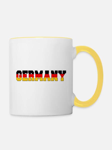 Deutschland T-Shirt Germany - Tasse zweifarbig - Weiß/Gelb
