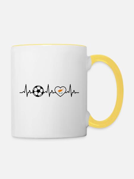 Zypern Fußball Herzschlag Zypern - Tasse zweifarbig - Weiß/Gelb