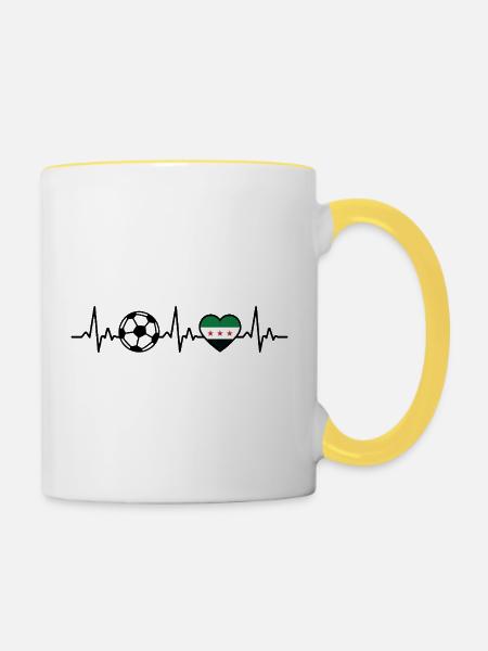 Syrien Fußball Herzschlag Syrien - Tasse zweifarbig - Weiß/Gelb