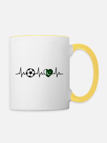 Pakistan Fußball Herzschlag Pakistan - Tasse zweifarbig - Weiß/Gelb