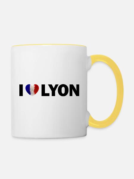 I love Lyon - Tasse zweifarbig - Weiß/Gelb