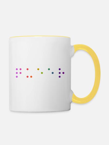 Queer Braille - Tasse zweifarbig - Weiß/Gelb