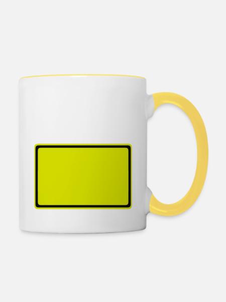 ortsschild - Tasse zweifarbig - Weiß/Gelb