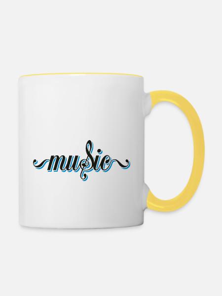 Music - Tasse zweifarbig - Weiß/Gelb