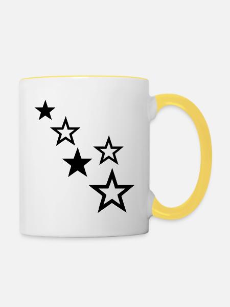 sterne - Tasse zweifarbig - Weiß/Gelb