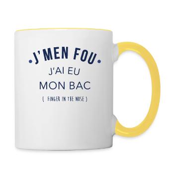 J'ai eu mon bac - Mug contrasté - blanc/jaune - Droite