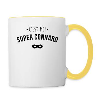 Super connard - Mug contrasté - blanc/jaune - Droite