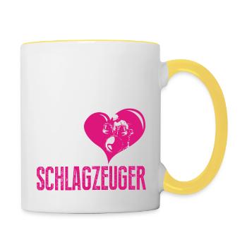 Diese Frau liebt ihren Schlagzeuger - Tasse zweifarbig - Weiß/Gelb - Rechts