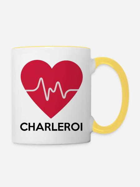 Herz Charleroi - Tasse zweifarbig - Weiß/Gelb