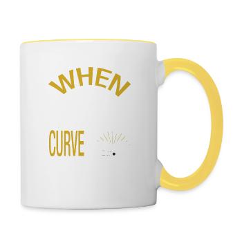 When life throws you a curve lean into it - Contrasting Mug - white/yellow - Right