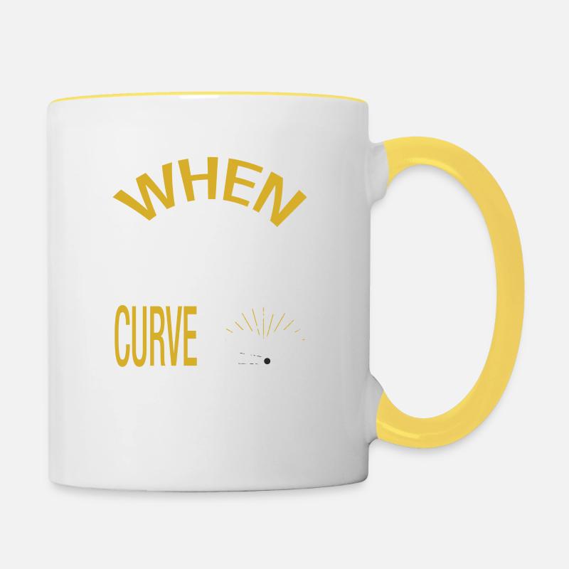 When life throws you a curve lean into it - Contrasting Mug - white/yellow