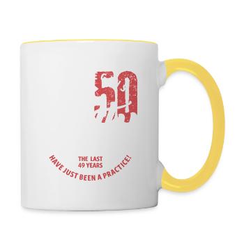Life Begins at 50 | 50th Birthday - Contrasting Mug - white/yellow - Right