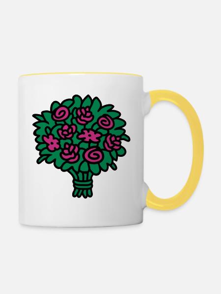 Blumenstrauß 3 - Tasse zweifarbig - Weiß/Gelb
