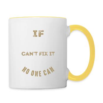 Dad Can Fix It - Contrasting Mug - white/yellow - Right