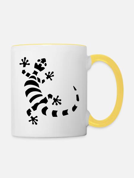 Gecko - Tasse zweifarbig - Weiß/Gelb