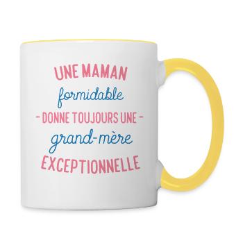 maman formidable grand mère exceptionnelle - Mug contrasté - blanc/jaune - Droite