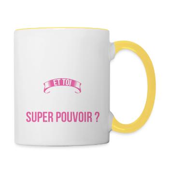 Auxiliaire super pouvoir femme - Mug contrasté - blanc/jaune - Droite
