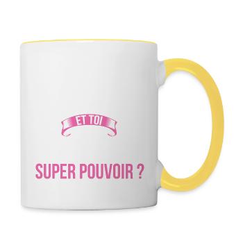 Menuisier super pouvoir femme - Mug contrasté - blanc/jaune - Droite