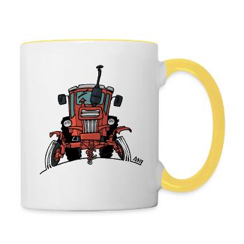 512 Alter roter Traktor - Tasse zweifarbig - Weiß/Gelb - Rechts