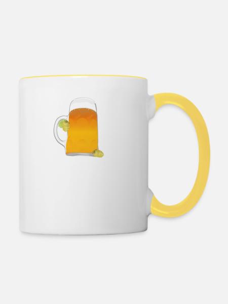 bier - Tasse zweifarbig - Weiß/Gelb
