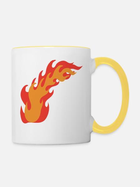 Flammen Feuer - Tasse zweifarbig - Weiß/Gelb