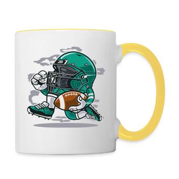 JOUEUR DE FOOTBALL AMÉRICAIN- Football BD Cadeau - Mug contrasté - blanc/jaune - Droite