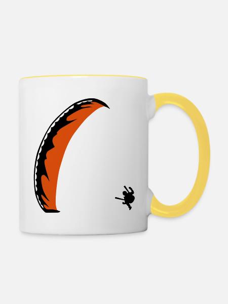 Gleitschirm Bodenspirale - Tasse zweifarbig - Weiß/Gelb