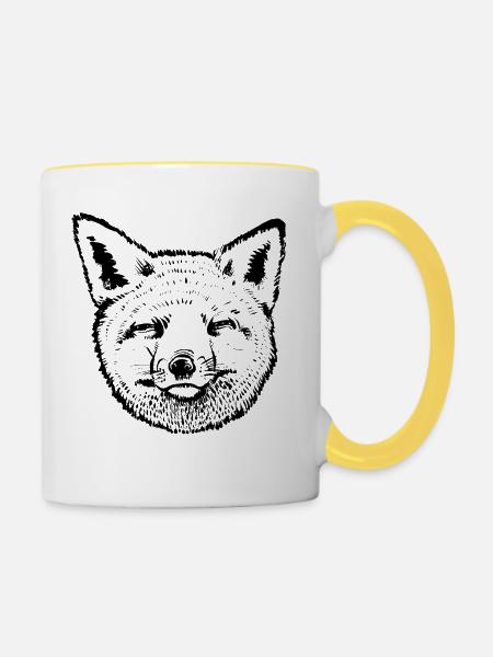 Fox Kopf - Tasse zweifarbig - Weiß/Gelb