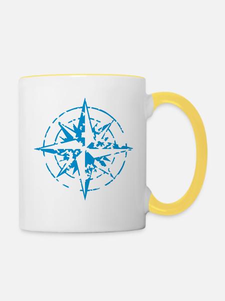 windrose_02_a_1c - Tasse zweifarbig - Weiß/Gelb