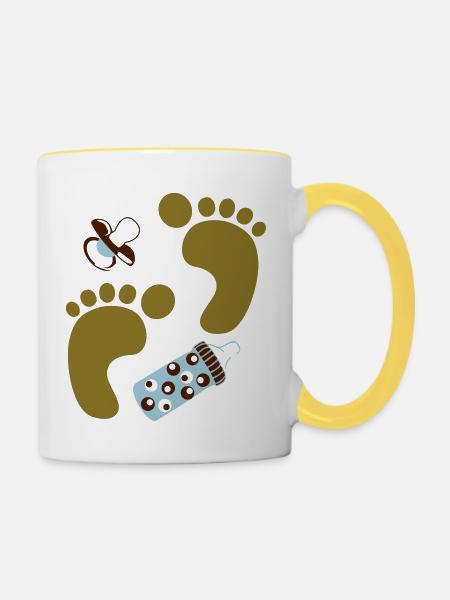 baby shower - Tasse zweifarbig - Weiß/Gelb