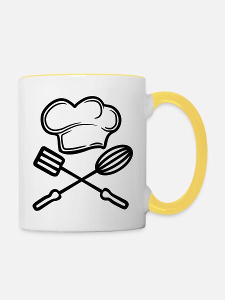 agitateur turner 2 emblème chef chapeau chapeau chef ko - Mug contrasté - blanc/jaune