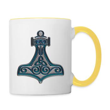 thors_hammer4 - Contrasting Mug - white/yellow - Right