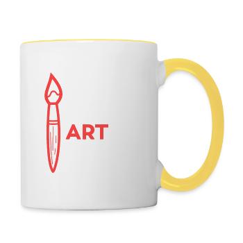 Art artiste crayon de couleur dessin peinture - Mug contrasté - blanc/jaune - Droite
