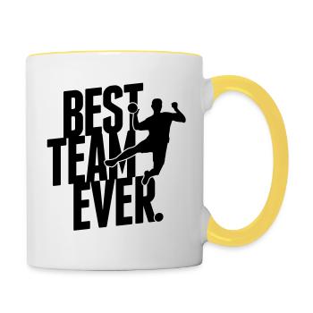 Best team ever - Handball - Contrasting Mug - white/yellow - Right