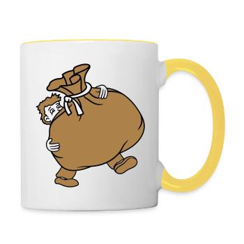 muell umzug transportieren schwer tragengeldsack b - Tasse zweifarbig - Weiß/Gelb - Rechts