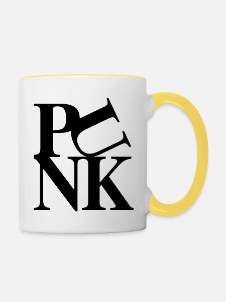 Steampunk - Tasse zweifarbig - Weiß/Gelb