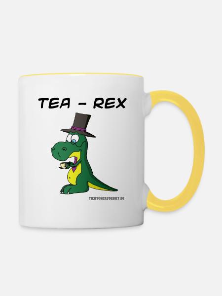 Tea-Rex - Tasse zweifarbig - Weiß/Gelb