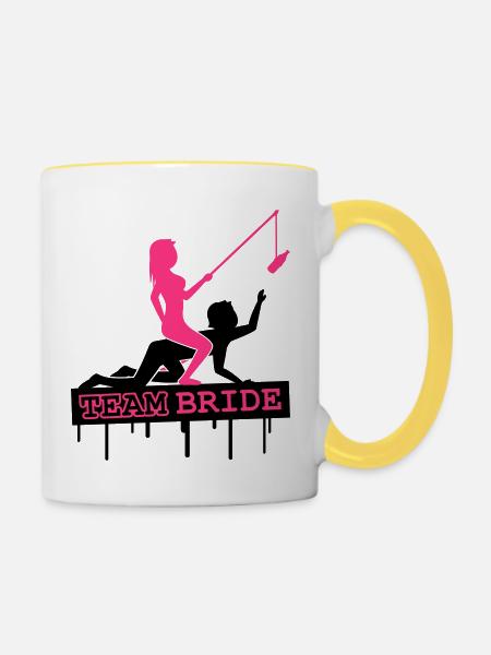 Team Bride - Tasse zweifarbig - Weiß/Gelb