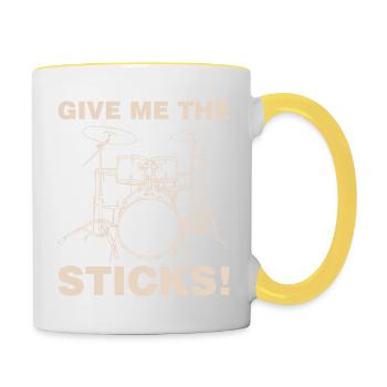 Give me the Drumsticks - Tasse zweifarbig - Weiß/Gelb - Rechts